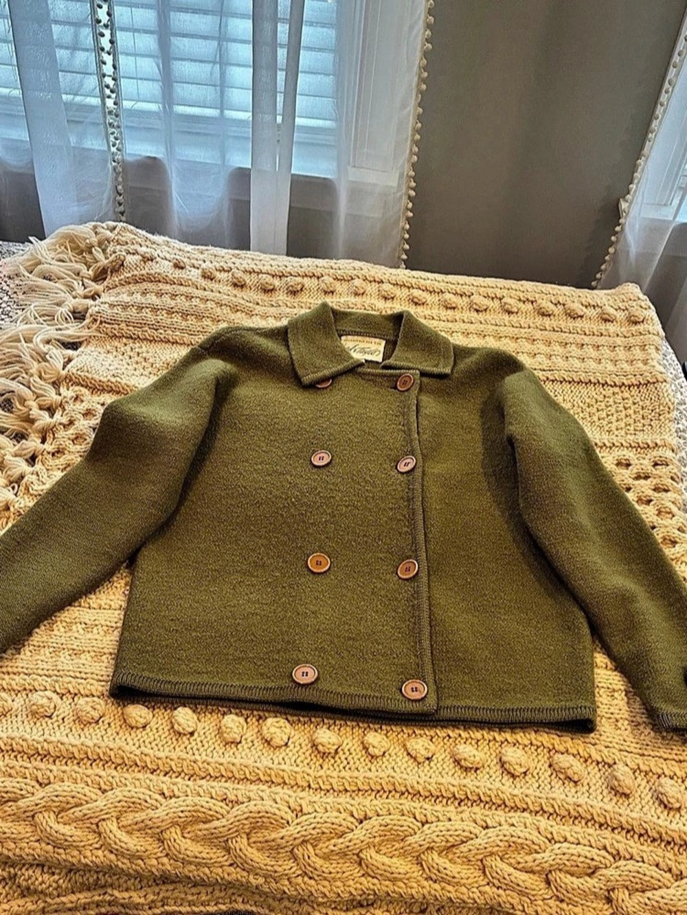 Lord & Taylor Wool Jacket in Green Size Small